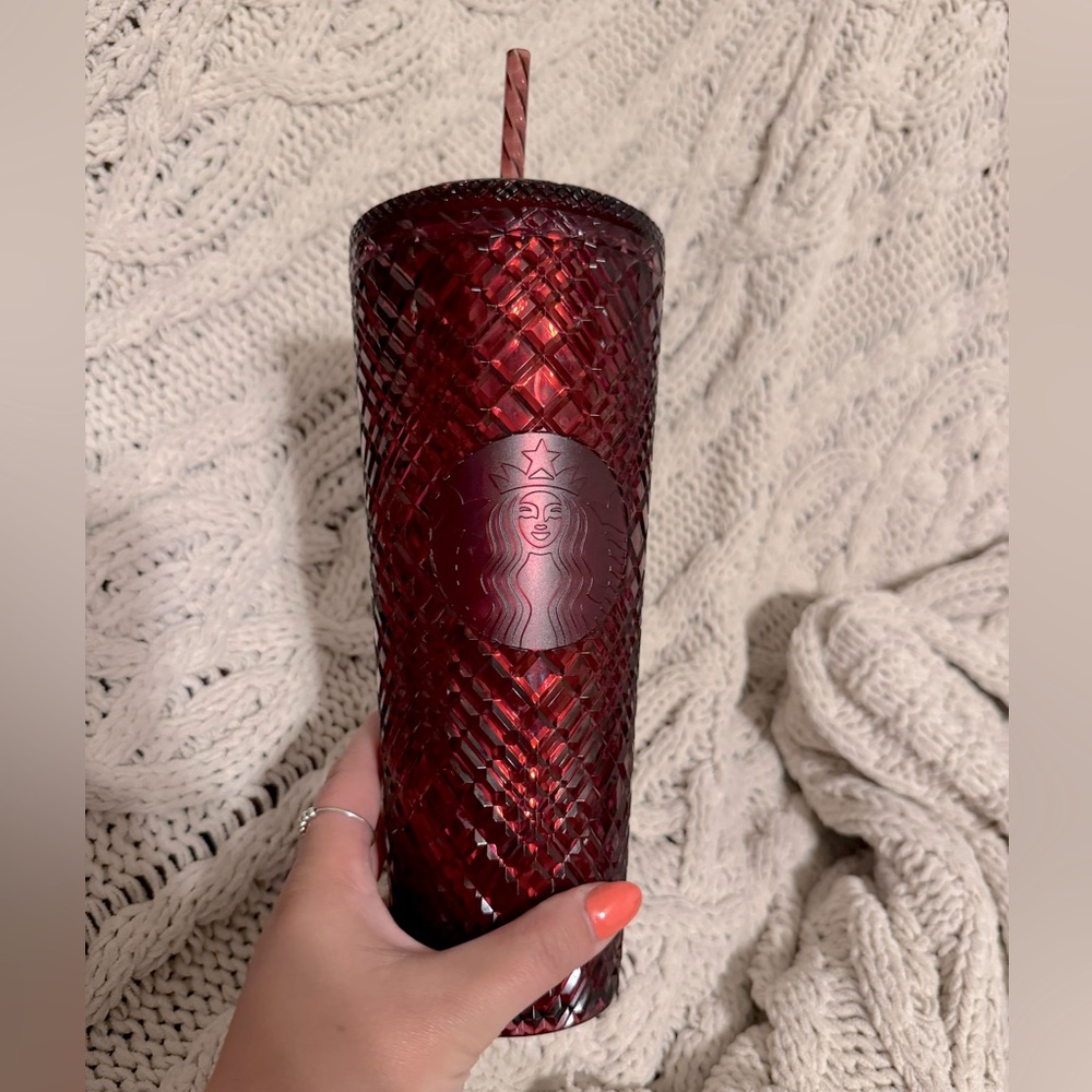 NWT - Dark Red Jeweled Starbucks Cup